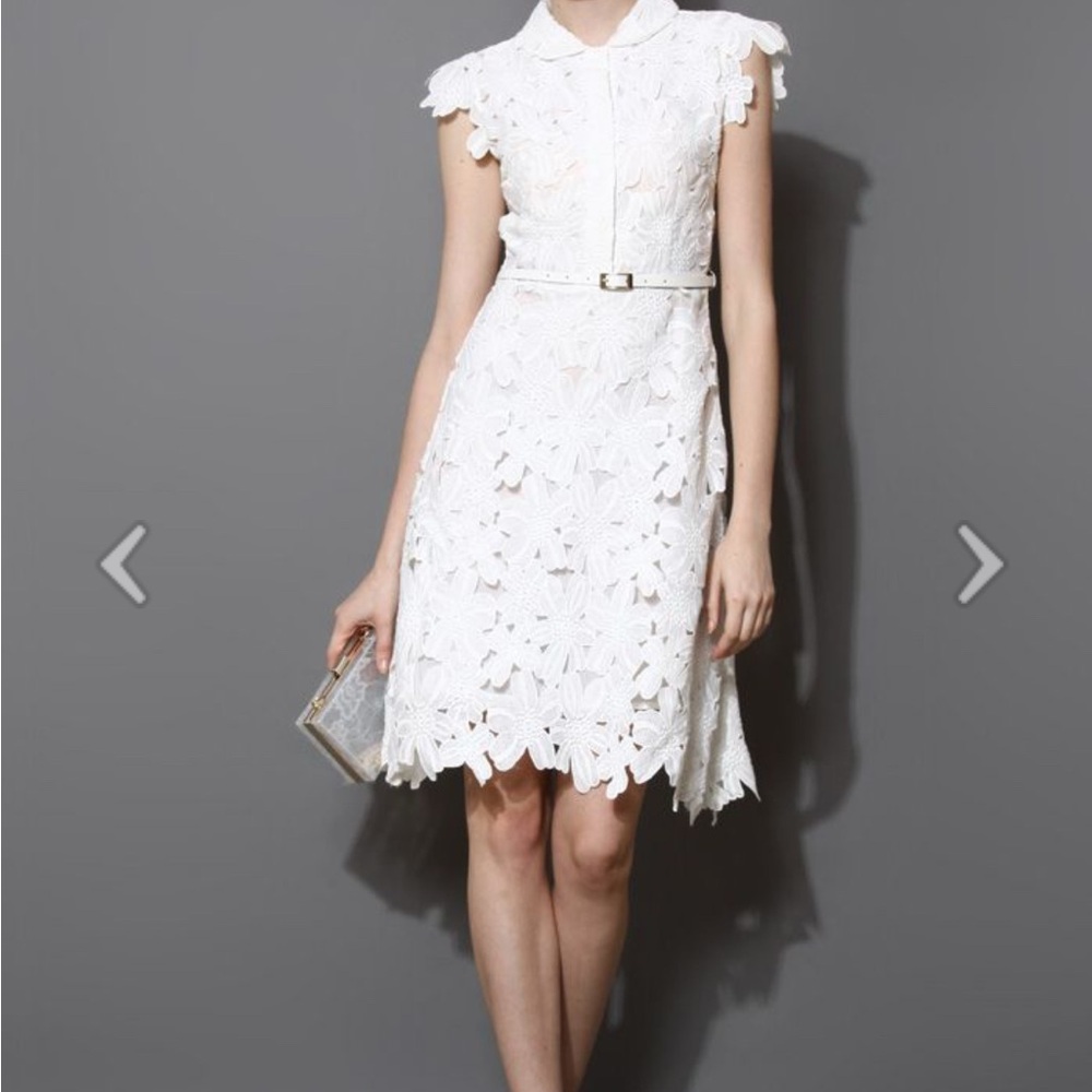 Chicwish Floral White Cutout Dress Size S